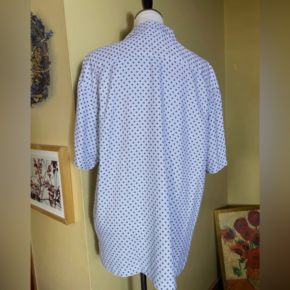 NAT NAST Size Large 100% Silk Camp Shirt MCM vibes  White / Blue Print SOPRANOS - Picture 5 of 15